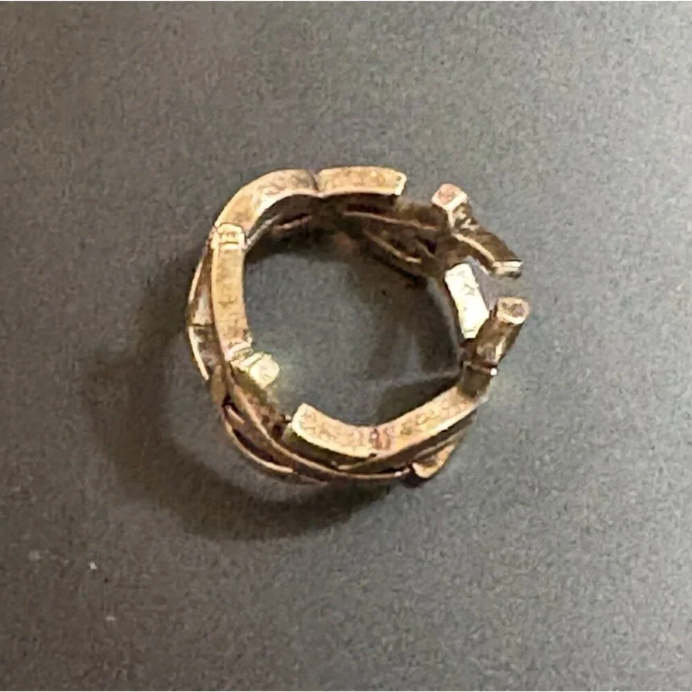 YSL Saint Laurent Cassandre Twisted Metal Ring Oxidized Silver Made In Italy 6 - Picture 4 of 10